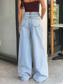 EURMUSE QUẦN JEAN NAM CẠP THẤP LOA CHÂN RỘNG LOA LỚN MÀU XÁM WASH THƯỜNG NGÀY - Xám - Xem 2