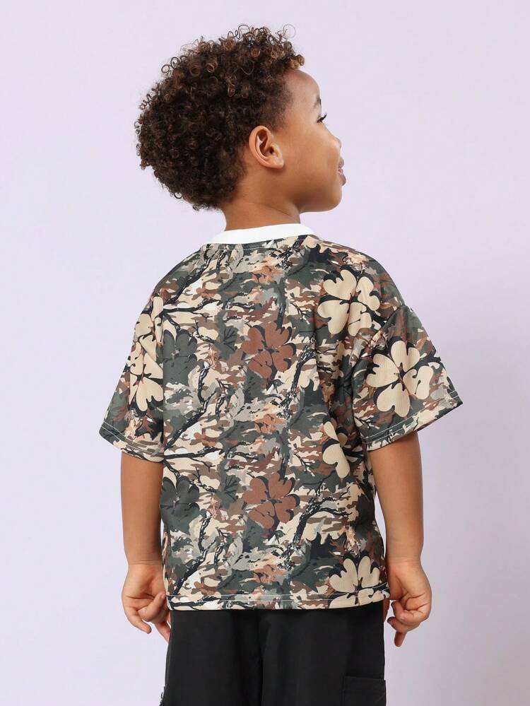 Camouflage T Shirt With New York Varsity Print