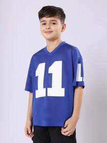SUMWON Tween American Football Jersey Style Varsity Number T-Shirt Mesh Sports Breathable Team Summer Camp Jersey Number 11 - Blue - View 6