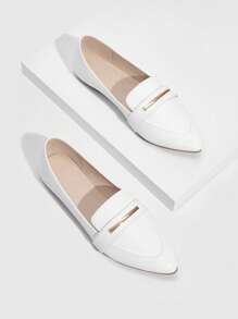 CUCCOO BIZCHIC Women Shoes Fashion Point Toe Lightweight Toe White Loafers For Summer Vacation Shoes Summer Back To School Shoes College Student Shoes Elegant Basics Business Casual Business Chic Spring Shoes Spring Break Easter