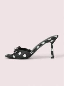 CUCCOO DOLLMOD Women's Fashion Polka Dot Bow Decor Comfortable Mule High Heels