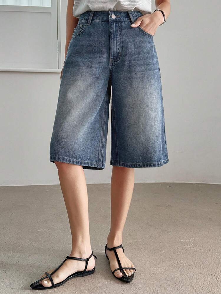 Women's Loose Straight-Leg Denim Bermuda Shorts,Back To School Clothes Jorts