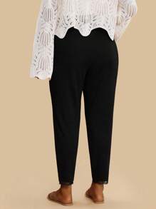 Travachic Plus Size Women Solid Color High Waist Toothpick Design Casual Capri Pants,Holiday Outfits For Women