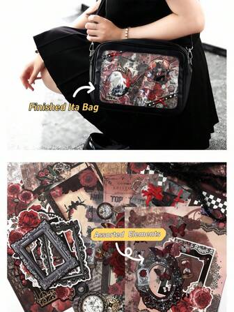 Hippie 1 set Assortiment de plusieurs tailles de ruban washi décoratif, kit DIY de sac Ita avec matériel de remplissage, accessoires photo, motifs mignons multicolores pour les fans d'anime, l'artisanat, les cadeaux, le cosplay, les fêtes, les séances photo, le comic con - scrapbooking, journalisation, décorations de planificateur, fournitures artisanales kawaii