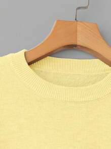 Franclia 女式修身落肩圆领保暖毛衣针织套头衫秋冬 - 黃色 - 查看 6