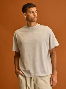 Camiseta Gráfica de Manga Curta "Musero Market" Oversized para Homens, Férias de Verão - Cinza - Visão 2