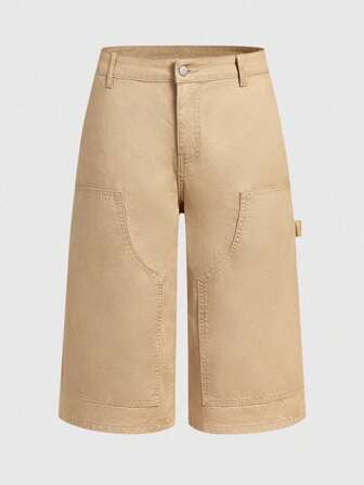 Street Life Pantaloni 3/4 in denim casual da uomo, di colore uniforme, con tasche inclinate e vestibilità morbida