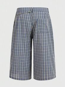 ROMWE MEN Prep 男士休闲格子宽松短裤，夏季 - 彩色 - 查看 2