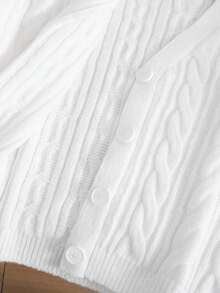 SHEIN Tween Girls' Casual V-Neck Long Sleeve Cardigan Top,In Fall/Winter - White - View 9