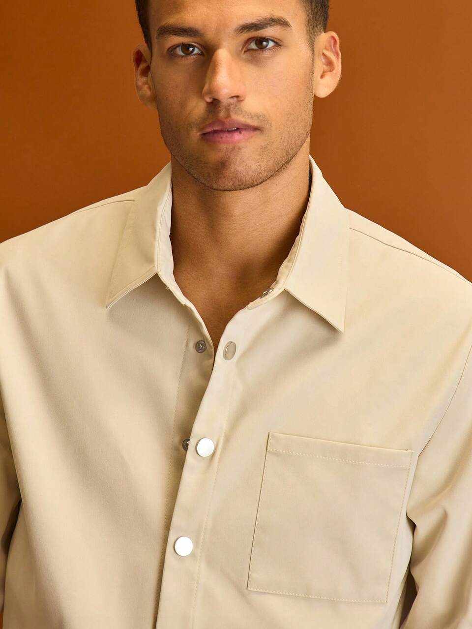 Men Long Sleeve Button Through Front Pocket Detailing Jacket Spring Summer Vacation