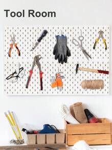 1Pc Nail Board With Hooks And Accessories, Wall Mounted Storage Shelves For Bedrooms, Bathrooms, And Study Rooms, Steel Plate Structural Panels, White Steel Plate Backup, HIPS Steel Plate For Dual Room Process Rooms And Vehicle Rooms, HIPS Nail Board Easy To Install, Bathroom Organizer