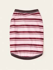 PETSIN 1pc Pet Dog Cat Universal Vintage Pink-Brown Striped Dopamine Design Cute Elastic Breathable Vest - Multicolor - View 2