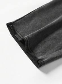 Manfinity EMRG 男式卷边水洗工装裤 - 黑色 - 查看 6