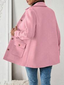 EMERY ROSE Áo khoác nữ tay dài đơn hàng khuy đơn màu có túi rộng rãi - Hồng - Xem 2