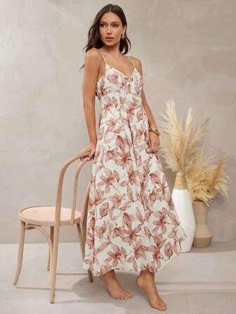 L'Amorae 无袖碎花连衣裙，优雅夏日