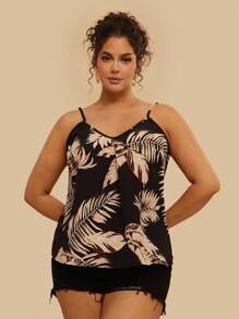 SHEIN VCAY Plus Tropical Print Summer Boho Cami Top - Multicolor - View 5