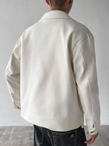 Manfinity Homme Abrigo informal holgado de un solo botonadura de unicolor blanco para hombre, para otoño/invierno - Albaricoque - Ver 2