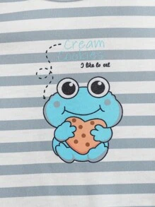 SHEIN 2件套新生男婴可爱条纹服装套装，春夏 - 灰色 - 查看 7
