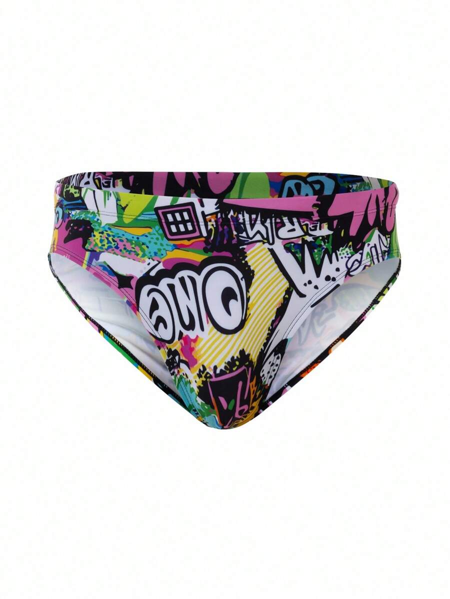 Manfinity KASUA 男士假日海滩涂鸦印花泳裤 - 玫瑰紅 - 查看 1