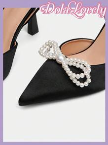 Dola Lovely Fashion Women Pearl Bow Decor Comfortable Versatile Lolita High Heel Pumps