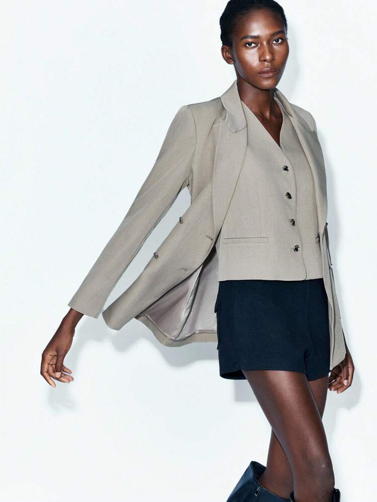 SHEIN Maija Women's Solid Color V-Neck Single-Breasted Casual Vest Blazer Women Vest Vest Top Women Suit Vest,Fall Women Clothes