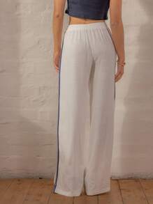 Aralina Quần sọc tương phản Y2K Streetwear Stockholm phong cách mùa hè/thu - Màu be - Xem 3