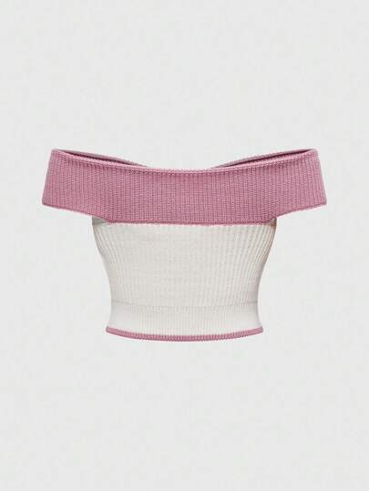 Adorable pull tricoté sexy à épaules dénudées, pull-over tricoté pour l'automne et l'hiver