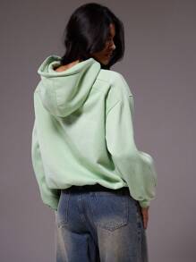 MUSERA Sudadera con capucha de corte holgado y relajado con estampado gráfico "Primavera" para primavera y verano, casual y linda para vacaciones y vuelta al colegio - Verde - Ver 5