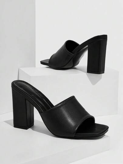 CUCCOO BIZCHIC Woman Shoes Minimalist Chunky Heeled Mule Sandals, Elegant Summer Heeled Sandals For Summer Graduation Heels Prom Heels Vacation Shoes Summer Elegant Basics Business Casual Business Chic Spring Shoes Spring Break Easter For Christmas