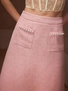 MOTF PREMIUM 口袋仿珍珠细节半身裙