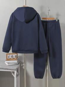 Teenage Boys Casual Hoodie Sweatshirt And Drawstring Pants Two-Piece Tracksuit Set, Suitable For Leisure And Sports Wear Chic Outfits For Autumn/Winter Fall