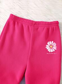 Baby Girl Knitted Soft Pullover Casual Thick Sweatshirt Set, Suitable For Autumn/Winter Fall - Hot Pink - View 6