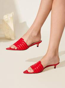 CUCCOO CHICEST Sandalias de tacón de aguja de punta fina para mujer, versátiles - Rojo - Ver 2