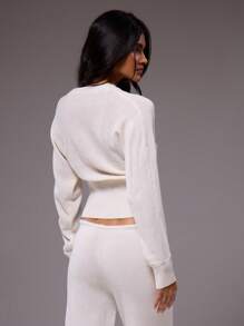 MUSERA 针织V领纽扣罗纹腰带收口开衫，春季Y2K 90年代休闲可爱秋季冬日日常办公圣诞节工作时尚