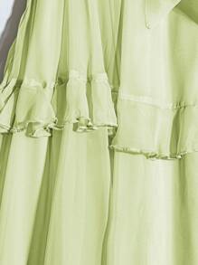 SHEIN Clasi 女士纯色打结腰部荷叶边下摆优雅 A 字裙