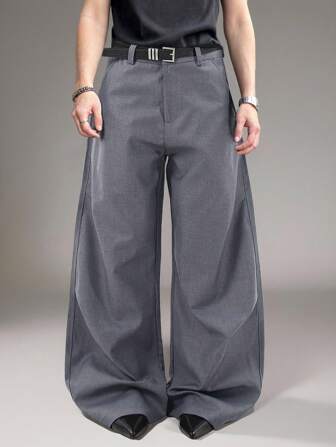 Street Life Pantalones de carga casuales sueltos de unicolor con bolsillos laterales para hombre