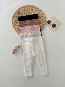 嬰兒女童打底褲，時尚簡約，多入組秋冬基礎款 - 粉色 - 查看 2