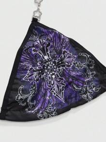 ROMWE Grunge Punk 哥特十字燕尾翼金属配饰三角杯文胸