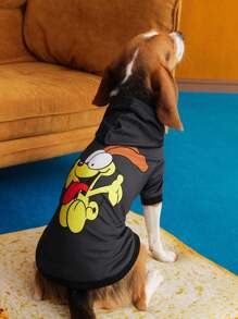 GARFIELD | SHEIN 1 chiếc áo nỉ trùm đầu in hình chú chó, quần áo cho mèo, quần áo cho chó, kích cỡ XXS-XXXXL, cực nhỏ, cực lớn - màu đen - Xem 7