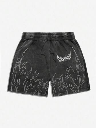 Street Life Men's Summer Casual Washed Graphic Print Shorts