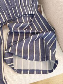 Resyla Women Casual Striped Drawstring Waist Straight Leg Pants, Suitable For Home, Outdoor, Vacation, Commute, Everyday Casual Wear Fall Cloth For Women - Multicolor - View 5