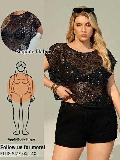 Auralis Blusa de verano talla grande, blusa de concierto, blusa negra de verano, blusa con lentejuelas, blusa con cuentas, blusa holgada de descanso, blusa de fiesta, conjuntos de verano para mujer, blusas lindas, atuendos de club para mujer, blusas sexys para salir, blusas de verano lindas