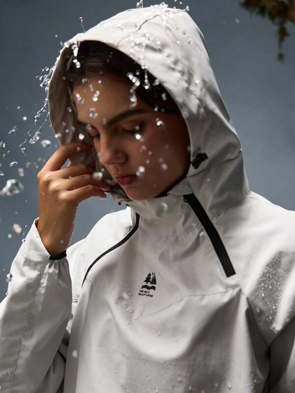 In My Nature Women's Raglan Sleeve Hooded Loose Outdoor Raincoat Jacket Women Windbreaker Jacket Waterproof Jacket Women Hiking Jacket Women Uv Protection Jacket Women Cropped White Jacket Women Hiking Outdoor Cropped Jacket Women Camping Climbing, Lightweight Jackets Thermal Thick Warm Jacket