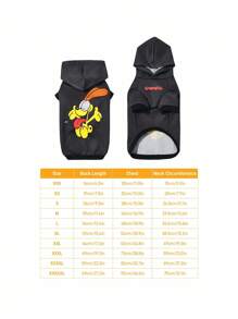 GARFIELD | SHEIN 1 chiếc áo nỉ trùm đầu in hình chú chó, quần áo cho mèo, quần áo cho chó, kích cỡ XXS-XXXXL, cực nhỏ, cực lớn - màu đen - Xem 4