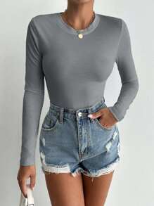 EURMUSE Body De Color Liso - Marrón - Ver 5