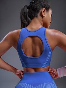 Powerista Áo ngực thể thao không tay tối giản hàng ngày & tập yoga ngoài trời giản dị dành cho nữ - Màu xanh lam - Xem 3