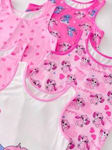 SHEIN 5pcs Tween Girls Heart Rabbit Print Soft & Comfortable Camisole Underwear Set,Back To School Fall Winter