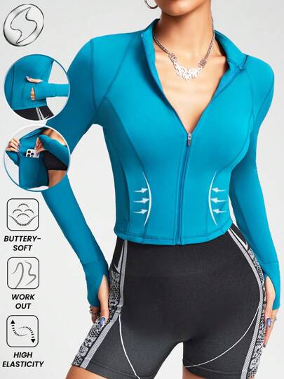 Innovista Woman Loose Fit Athletic Baggy Sports Jacket Workout Cropped Zip Up Fitness Clothes Running Daily Athleisure Office To Court Brunch To Gym Oversized With Breathable Mesh Design Exercise Suit Biker Lightweight HIIT Training Comfort Movement Cycling Outdoor Exercise Fall New Style Women Elegant Outfit