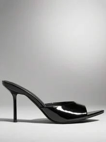 SHUZIA Elegantes tacones de aguja de punta fina y tacón transparente negro para mujer - Calzado de moda para fiestas, vacaciones de verano y primavera