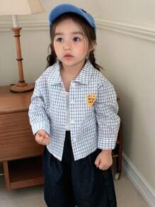 Hapijoa Baby Mädchen Karierter Locker Sitzender Langarm Lässig Bluse, Kleinkind Herbstkleidung